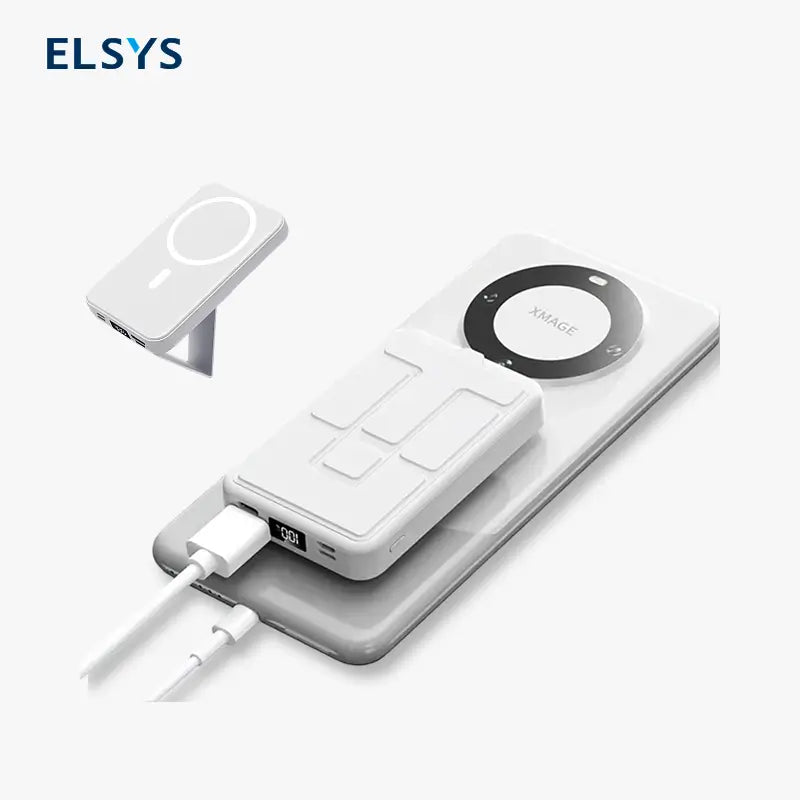 Batería Portátil Magnética 10000mAh Cargador Inalámbrico con Cable USB-C y Pantalla LED Power Bank Plegable Compatible con Serie 17/16/15/14/13/12 Pro y Pro Max Silicón Compacto