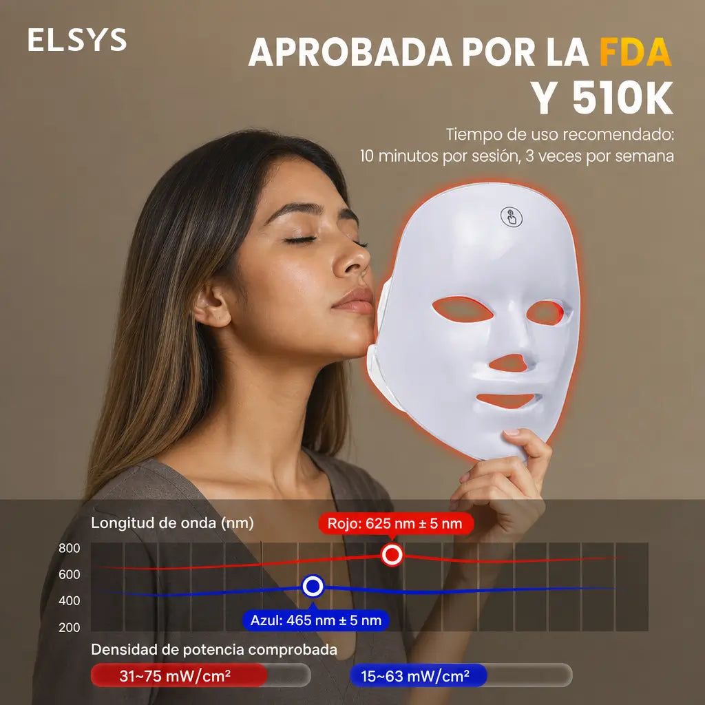 Mascarilla facial LED de fototerapia 7+1 colores con 90 luces y carga inalámbrica para rutina de skincare diaria práctica