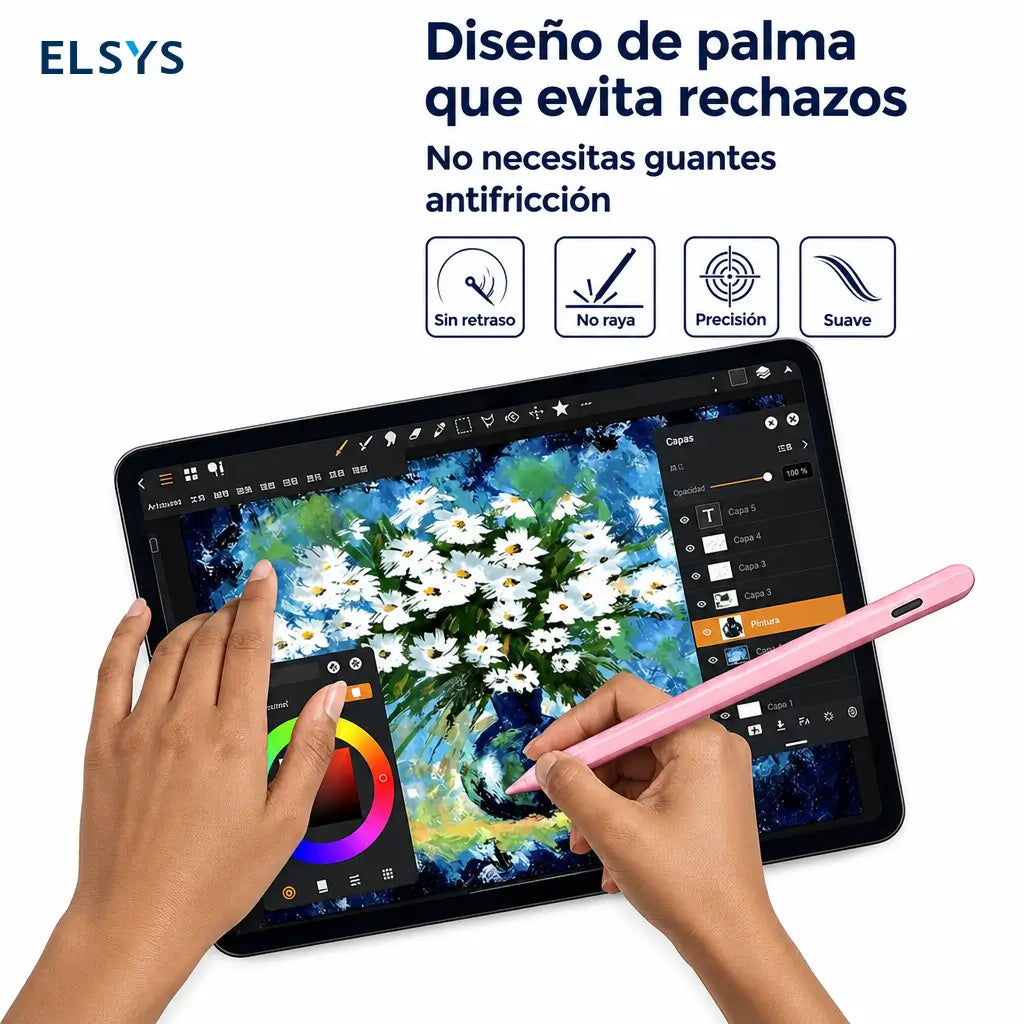 Stylus compatible con iPad 2018-2026, sensibilidad a inclinación y punta 1.5 mm para escribir, dibujar y estudiar cómodo sin interrupciones diarias