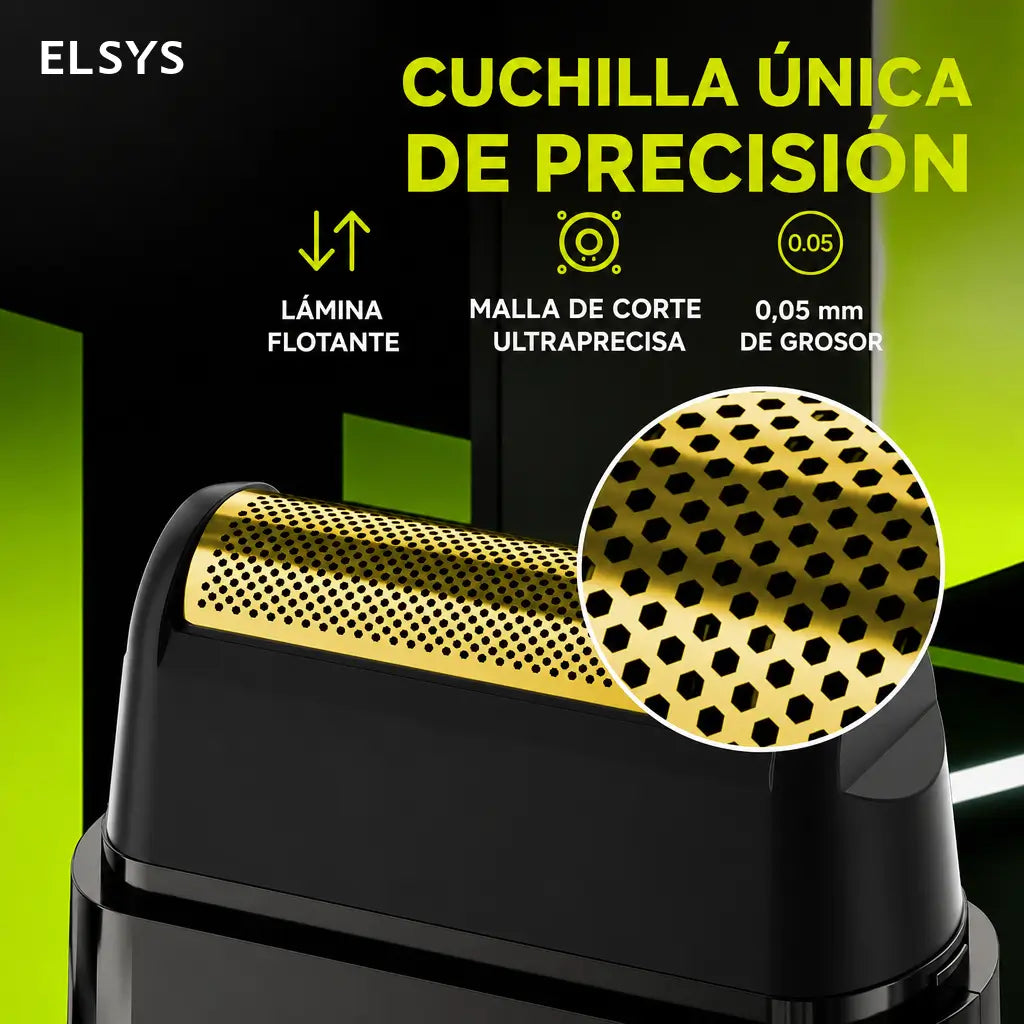 Máquina de afeitar compacta recargable con malla ultrafina 0.05 mm, recortador de patillas y estuche para llevar en bolsillo durante viajes