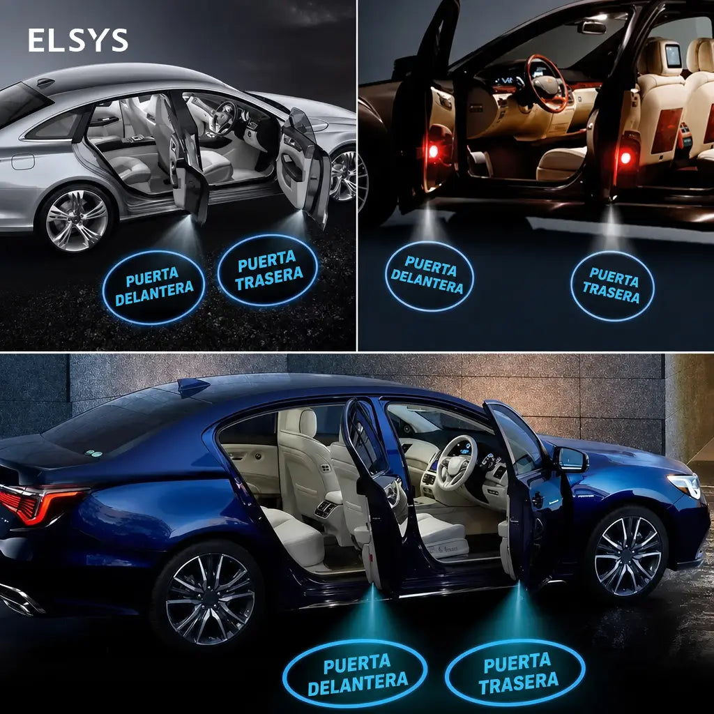 Luz de bienvenida para puerta de auto con proyección LED personalizada y sensor infrarrojo para entradas nocturnas en cualquier vehículo diarias