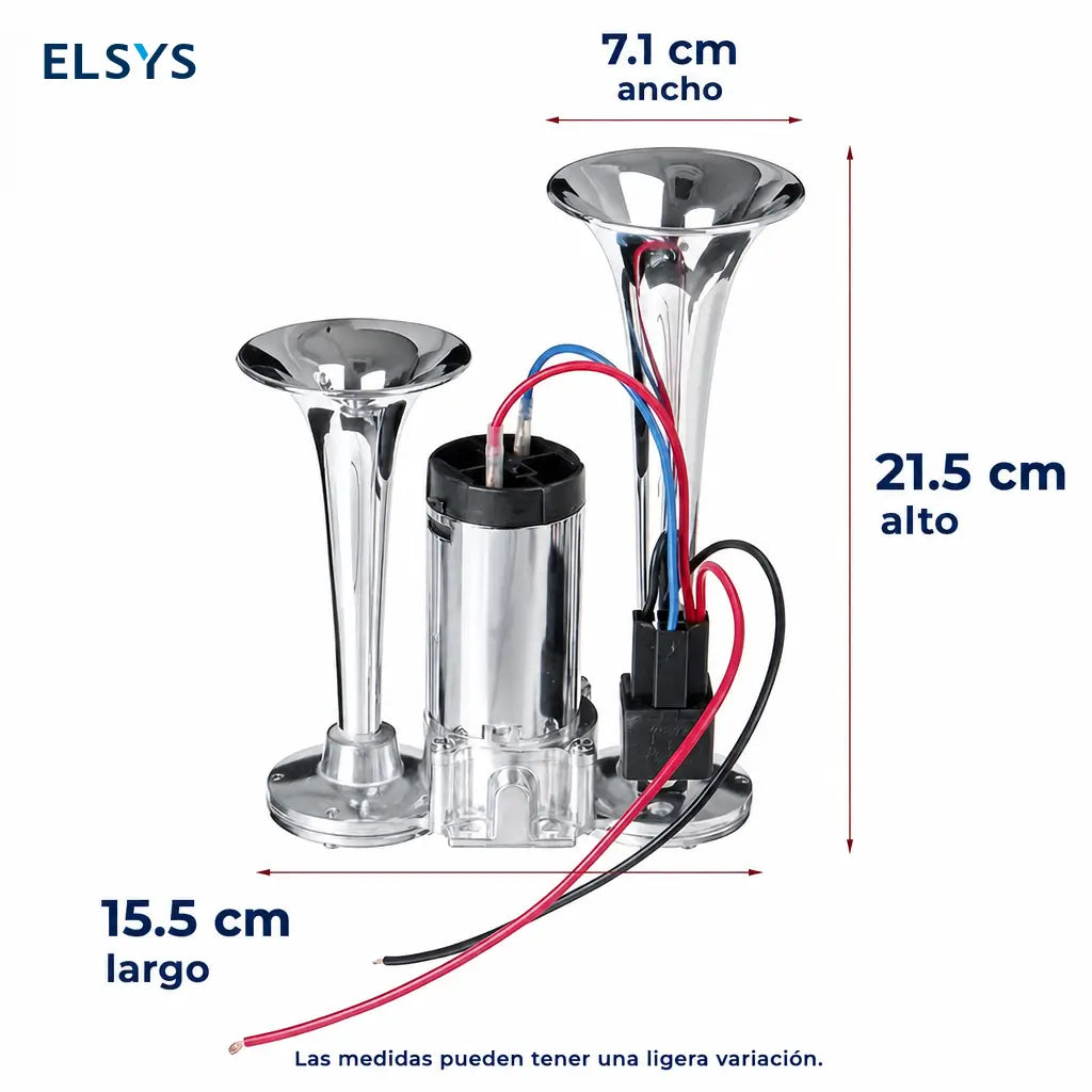 Claxon de aire doble 12V de 130 dB con compresor para autos, camionetas, camiones, motos y embarcaciones, alerta potente en carretera