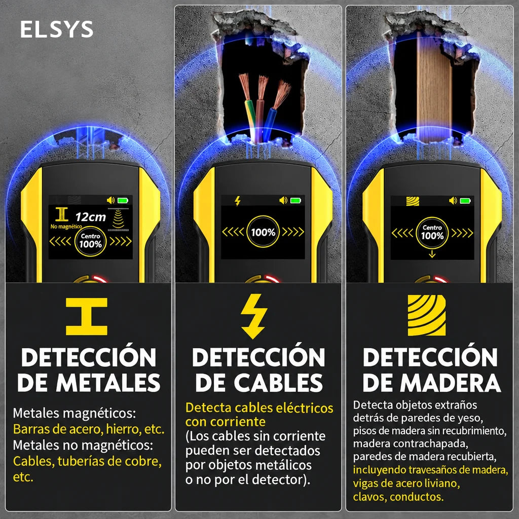 Detector de pared digital con 3 modos de detección