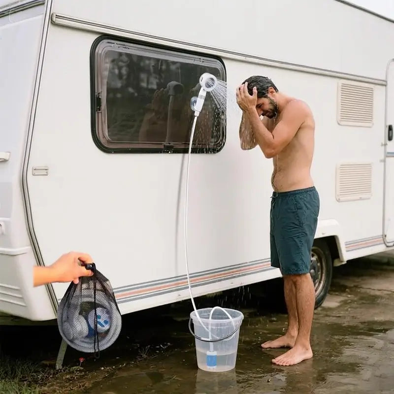 Regadera Eléctrica Portátil Recargable, Cabezal de Ducha para Exterior, Camping y Lavado de Autos
