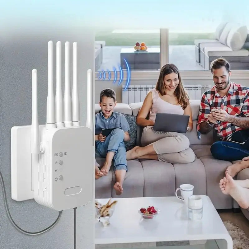 Extensor de Rango WiFi 2.4GHz, Repetidor Inalámbrico con Ethernet 300Mbps, Amplificador de Señal para Hogar Cobertura 550 m² para 50 Dispositivos