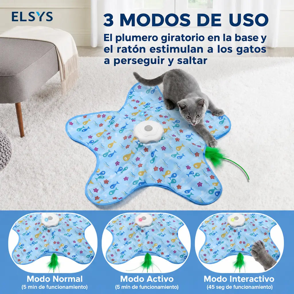 Juguete interactivo recargable para gatos con pluma oculta y 3 modos, ideal para juego y ejercicio diario felino en casa