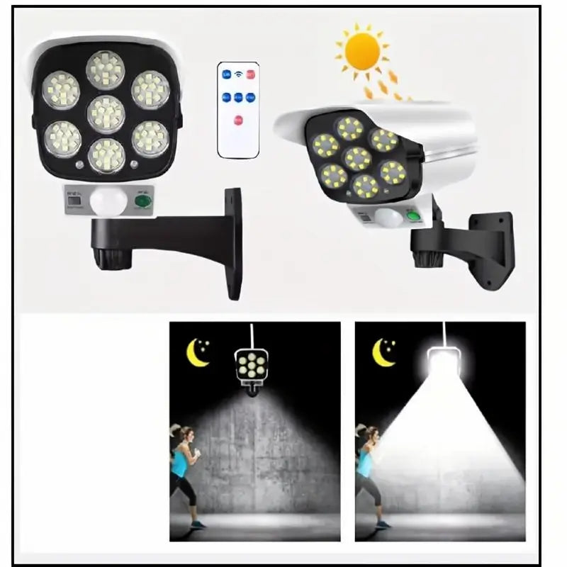 Lámpara Solar de Seguridad Tipo Cámara de Vigilancia 800LM con Sensor de Movimiento | Impermeable para Exterior