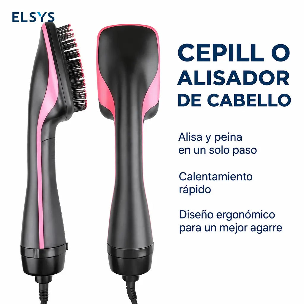 Cepillo secador de aire caliente 2 en 1 con 3 modos y mango ergonómico para secar y peinar en casa o viaje