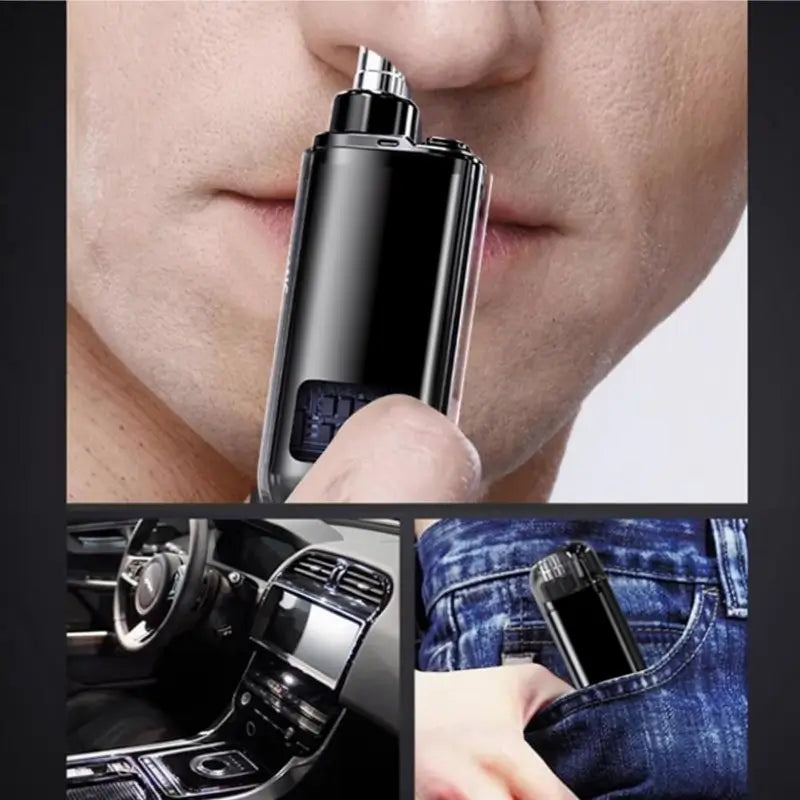 Recortador de Vellos para Nariz y Oídos para Hombre y Mujer, Rasuradora Recargable para Cejas y Vello Facial con Pantalla LED, Impermeable IPX7, Cuchillas de Doble Filo, Diseño Compacto y Seguro