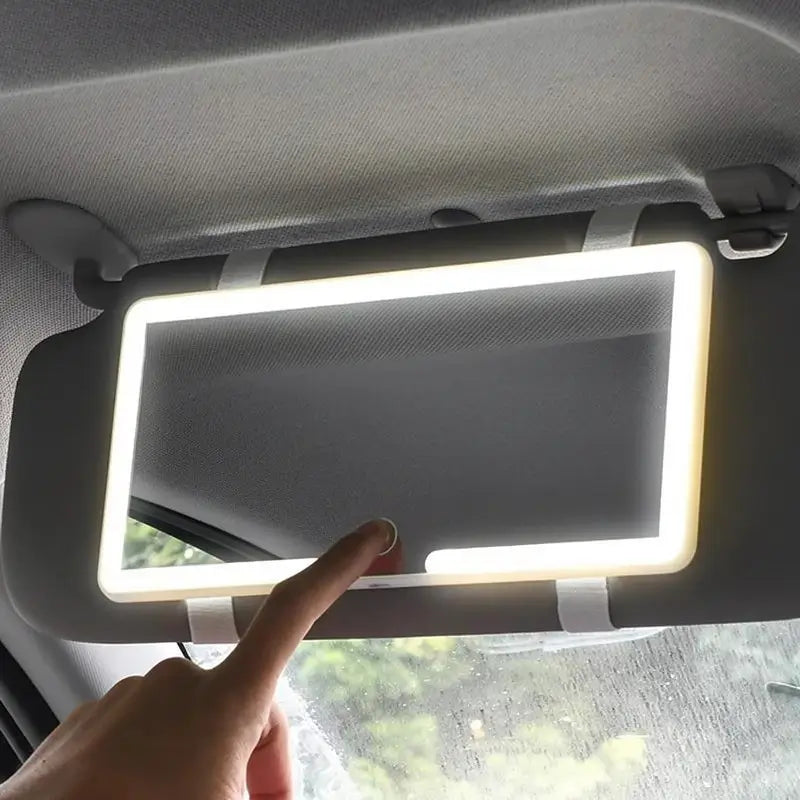 Espejo de Maquillaje para Visera de Auto - Pantalla Táctil LED con Brillo Ajustable - Espejo de Vanidad HD Recargable para Interior de Coche - Accesorios Esenciales
