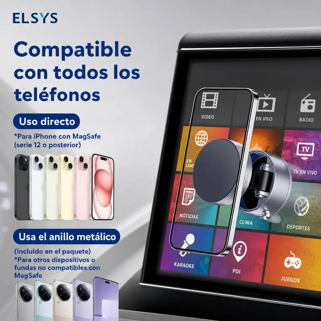 Soporte para celular de auto compatible con fundas gruesas, brazo extensible y gancho metálico para ventilación, tablero o parabrisas