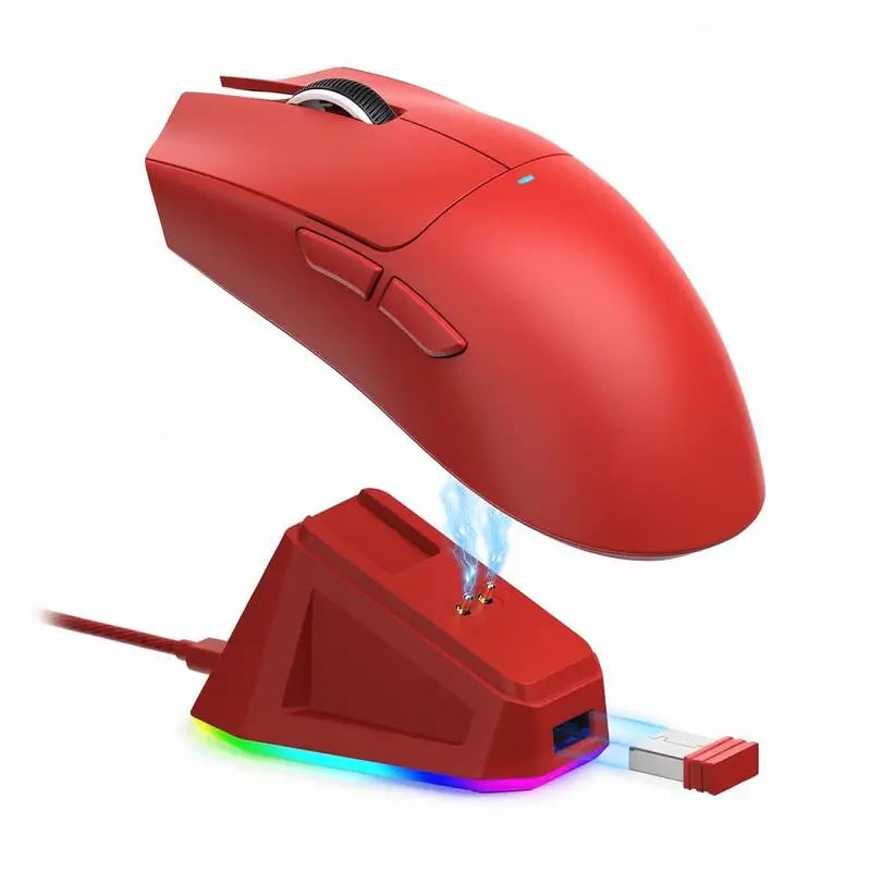 Mouse Gamer Inalámbrico Recargable con Iluminación RGB y Base de Carga, Sensor Óptico para Juegos y Oficina, Accesorios para Gaming