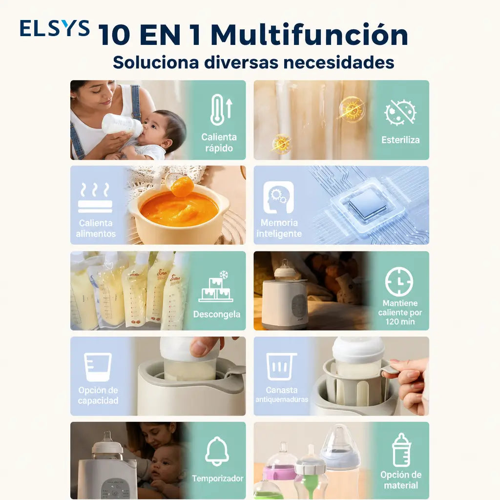 Calentador de biberones con baño María suave y esterilizador para descongelar leche materna, fórmula y papillas del bebé sin complicaciones diarias