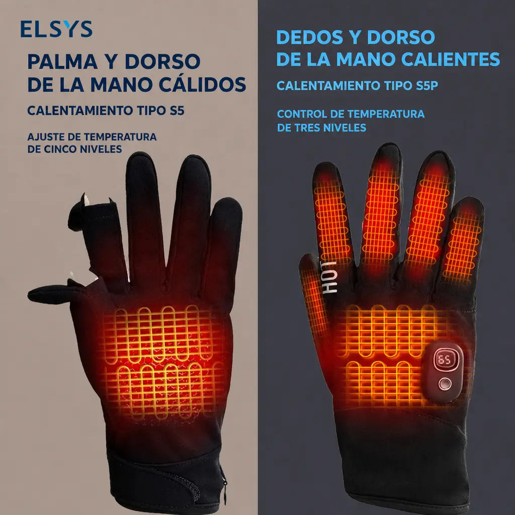 Guantes térmicos recargables con pantalla digital y 5 niveles de calor para ciclismo y actividades al aire libre en clima frío diario