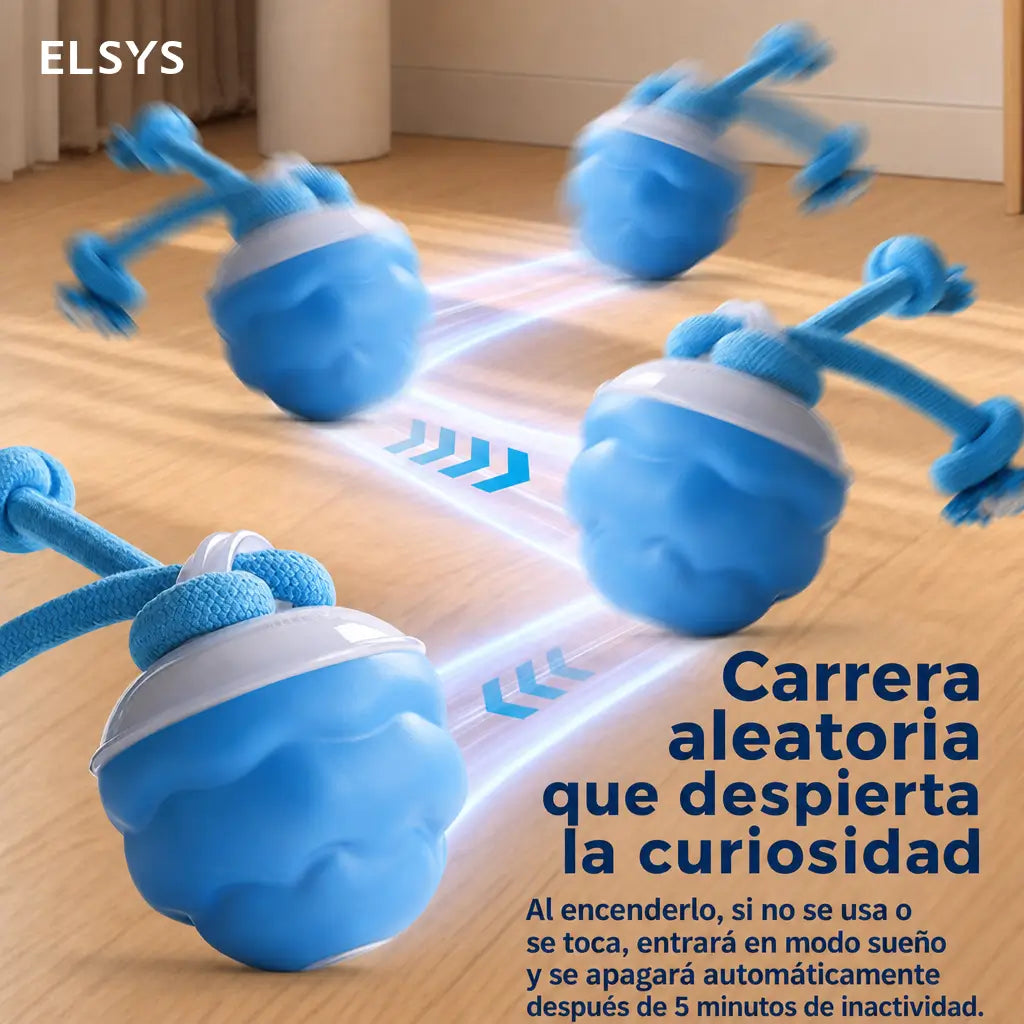 Pelota interactiva recargable para mascotas con movimiento automático y sonido, ideal para juego diario de perros pequeños y gatos en casa