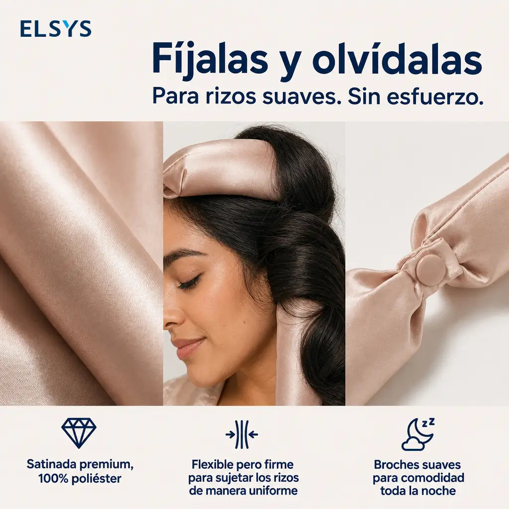 Rulos satinados sin calor jumbo flexibles de 4 piezas para ondas suaves y rizos grandes mientras duermes sin maltratar el cabello