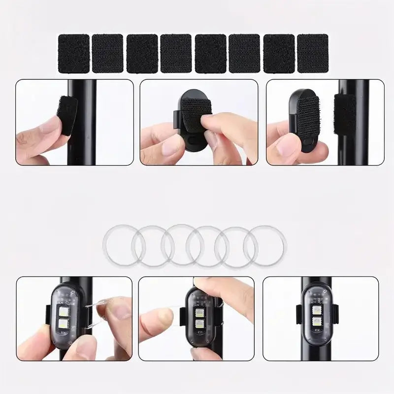 Luces LED Estroboscópicas Inalámbricas RGB Carga USB IP65 Impermeables Anti-Colisión para Carro Moto Dron y Bicicleta