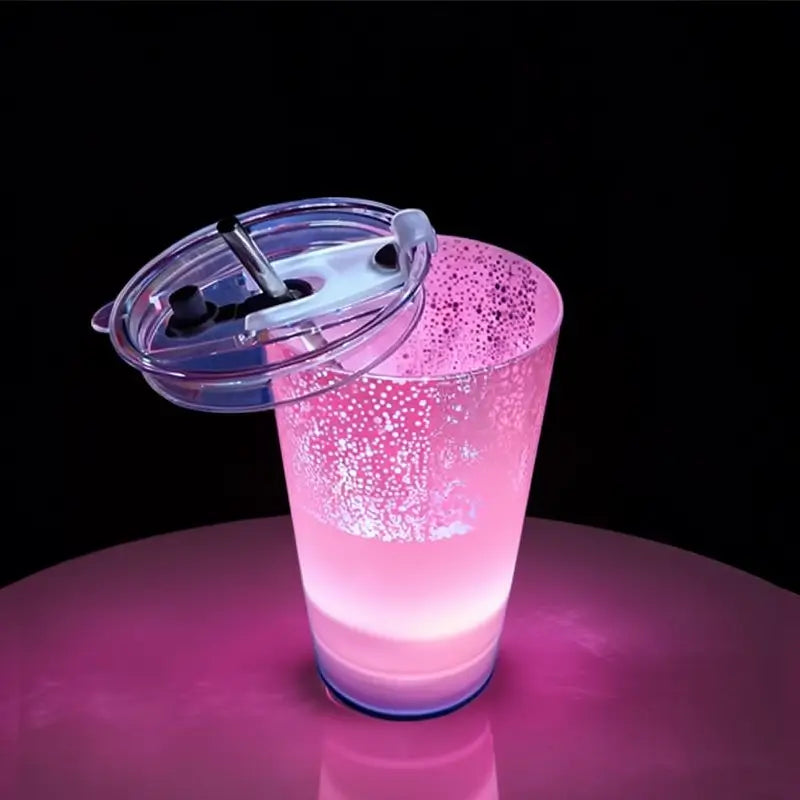 Vaso LED Luminoso para Fiestas de 415ml con Tapa y Popote - Colores Personalizables