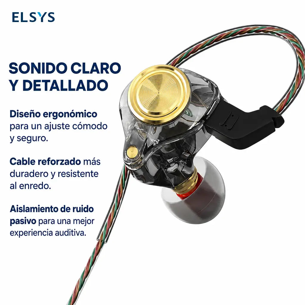 Audífonos intraauriculares con cable, micrófono y sonido HiFi 3D para gaming, gym, música en celular y uso diario