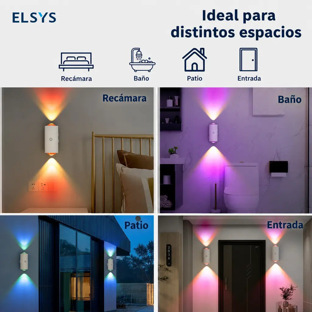 Lámpara LED nocturna recargable con sensor de movimiento y luz RGB regulable, instalación magnética para recámara, escaleras, pasillos y entrada hogar