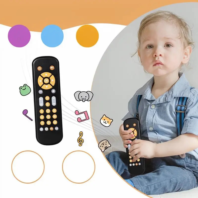 Control Remoto de Juguete para Bebé de 6 Meses+ con Música, Control de TV con Luces y Sonidos Reales, Juguete Musical Multilingüe (Inglés, Francés y Español), Libre de BPA