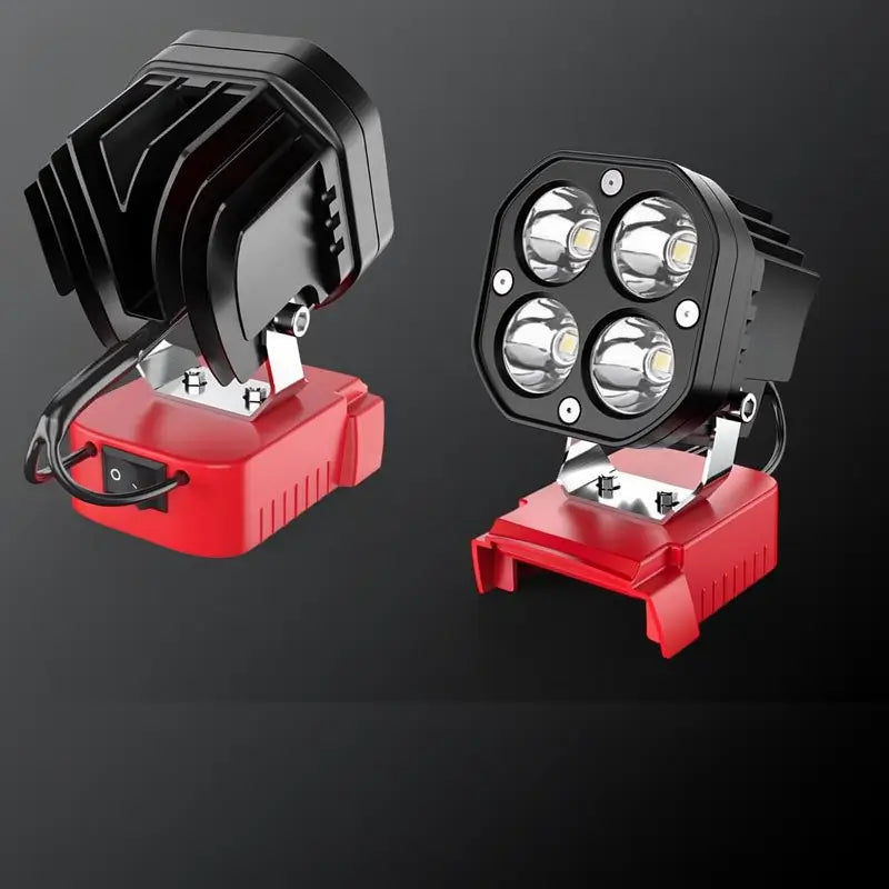 Lámpara de Trabajo LED Inalámbrica 18V – 40W 6000LM Compatible con Batería Milwaukee, Reflector Ajustable para Construcción, Taller Mecánico y Camping