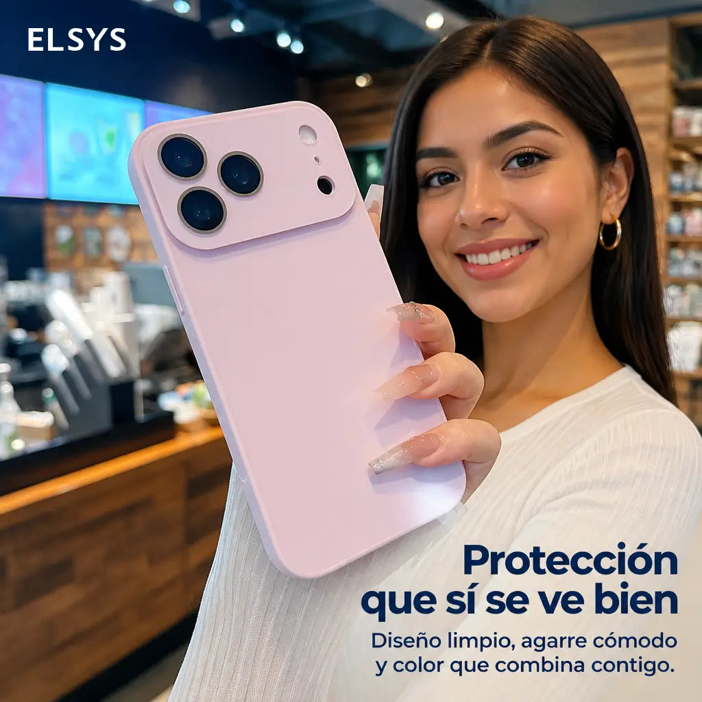 Funda delgada con textura cristal para iPhone 14/15/16/17 — antihuella y protección diaria contra golpes