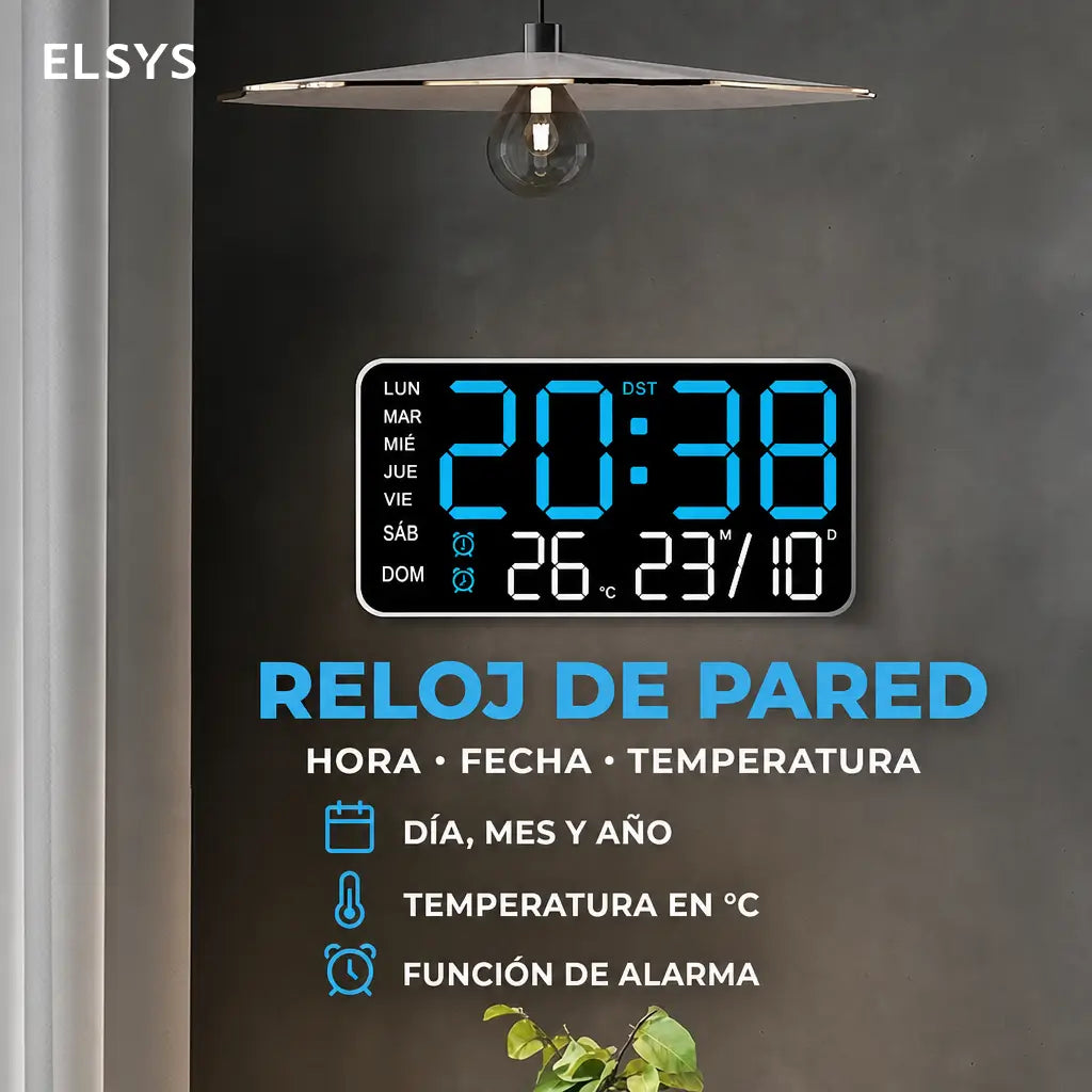 Reloj despertador digital grande con pantalla LED visible, activación por voz, temperatura y doble alarma para buró, sala o pared en casa