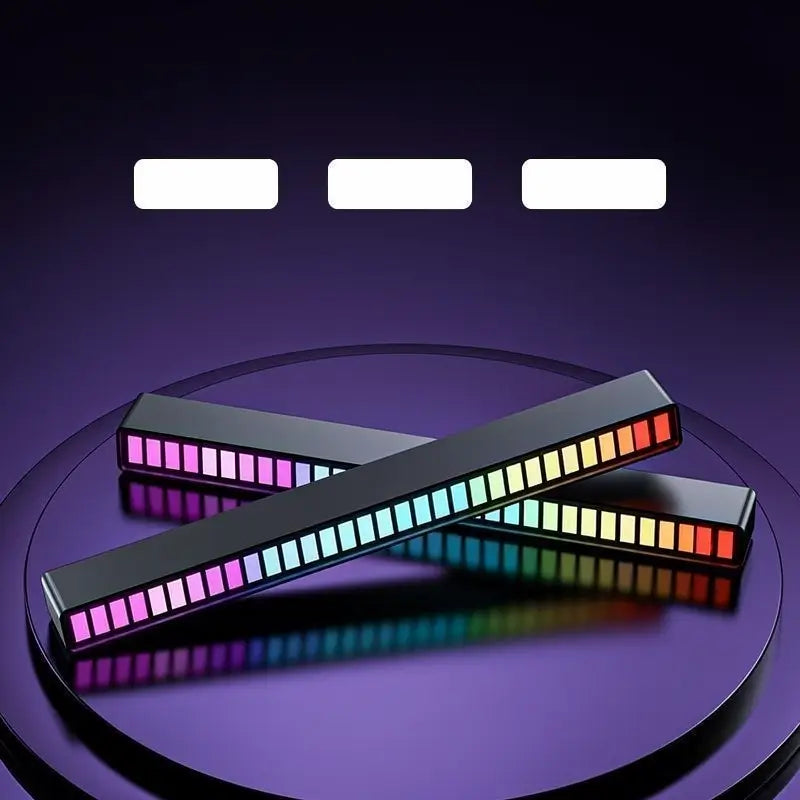 Luz de Ritmo RGB Moderna Controlada por Voz Barra LED Rítmica USB para Gaming Esports y Fiestas Lámpara Ambiental Sensible al Sonido para Auto y Escritorio Decorativa Portátil Recargable de Acrílico