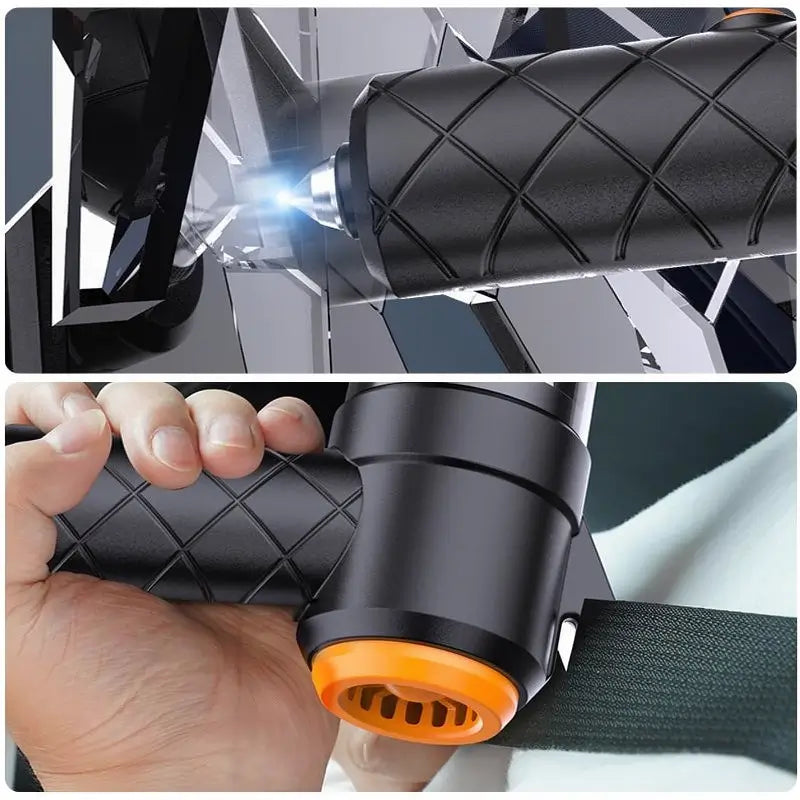 Aspiradora Portátil Inalámbrica con Rompe Vidrios y Corta Cinturón, Potente para Auto, Hogar y Mascotas, Carga USB