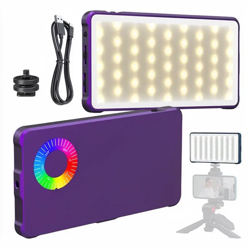Lámpara de Fotografía Recargable USB, Luz RGB con Cambio de Color, Iluminación Portátil para Cámara, Luz para Selfie de Viaje, Ideal para Streaming y Vlogs, Accesorios para Cámara