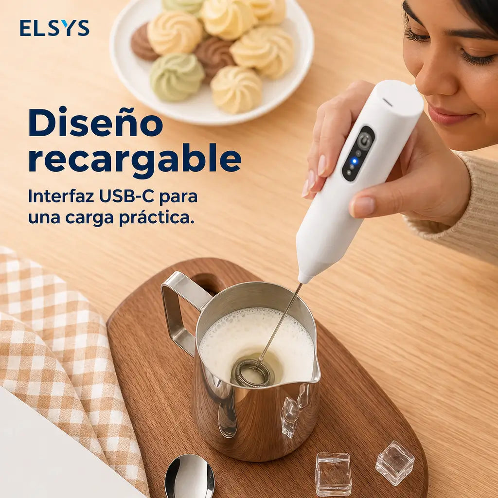 Batidor eléctrico inalámbrico para leche con varilla de acero inoxidable desmontable, ideal para café, huevos, crema y matcha en casa y viajes