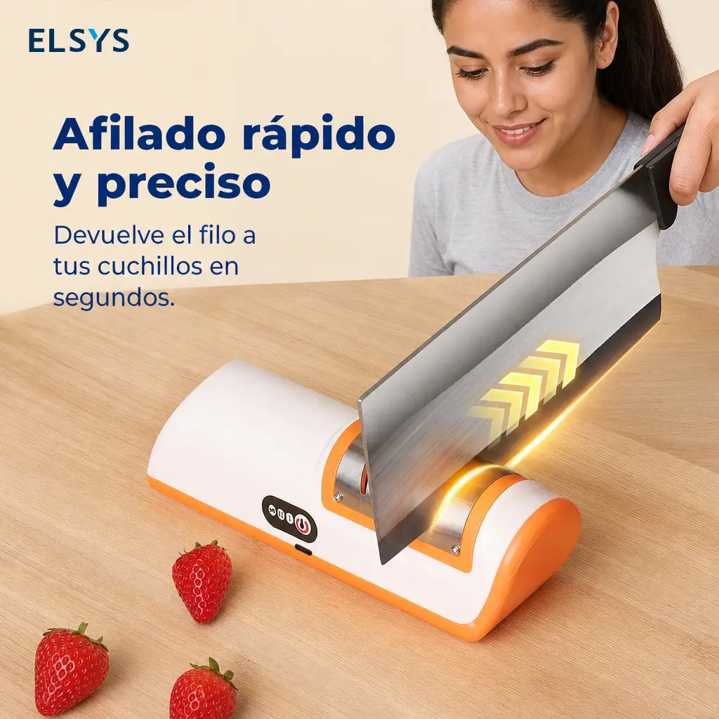 Afilador eléctrico recargable para cuchillos de cocina con ranuras multiuso, ángulo ajustable y diseño compacto para preparar en la cocina diaria