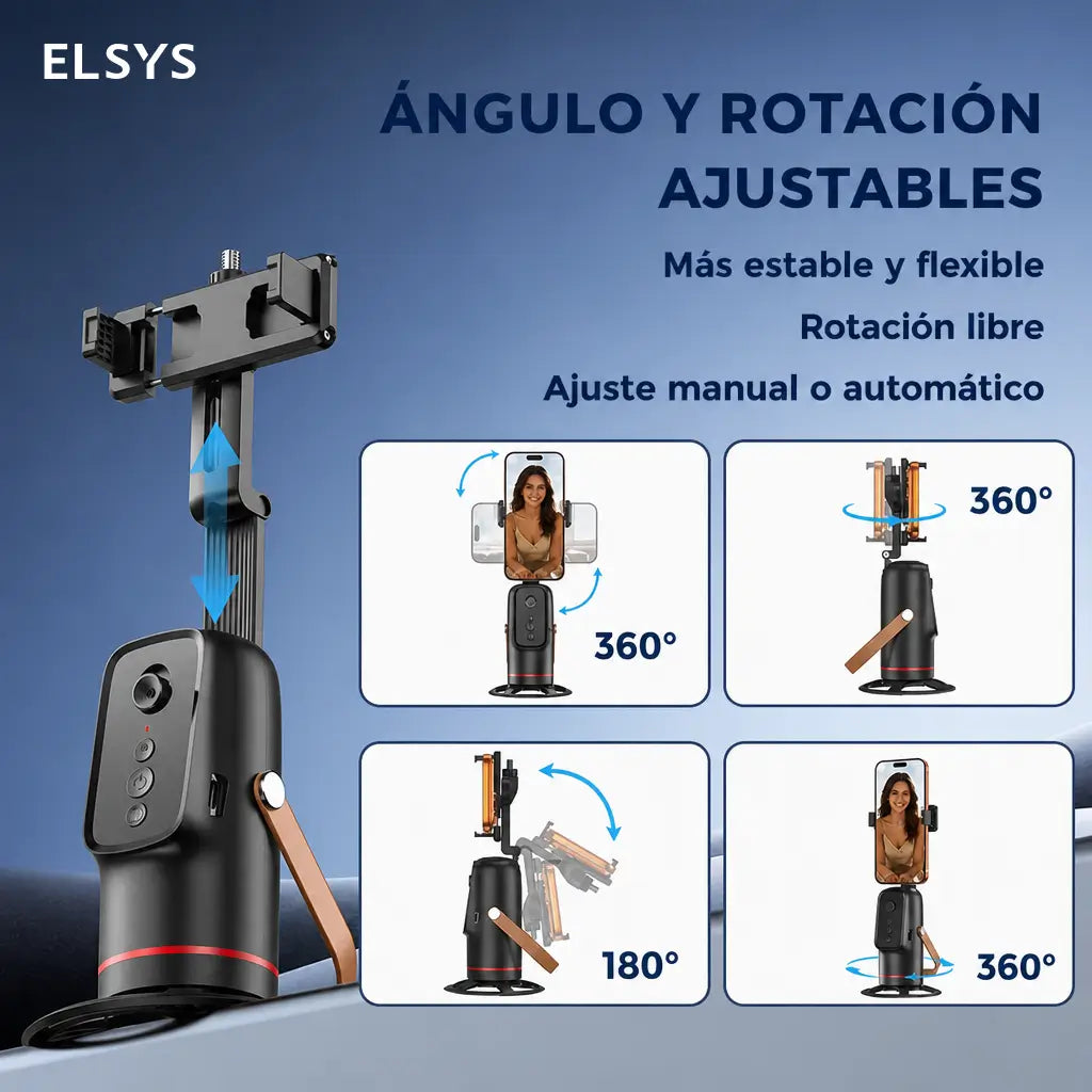 Soporte inteligente para celular con seguimiento facial 360° y control por gestos para lives, vlogs y selfies creativos diarios