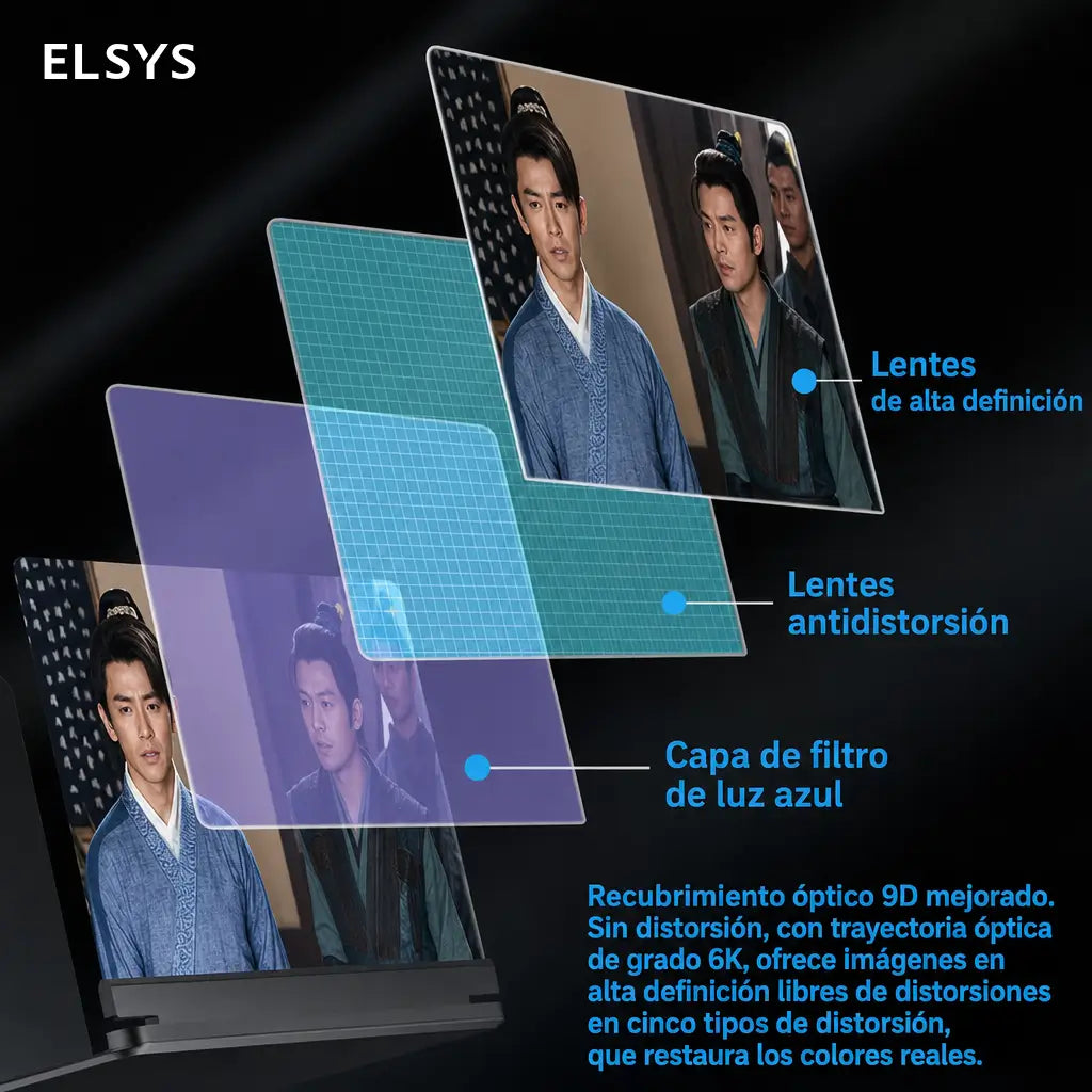 Lupa amplificadora de pantalla 10 pulgadas para celular, aumento 4x Ultra HD y soporte para ver videos o clases cómodamente en casa