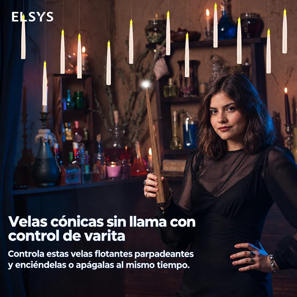 Velas flotantes LED sin flama con control de varita