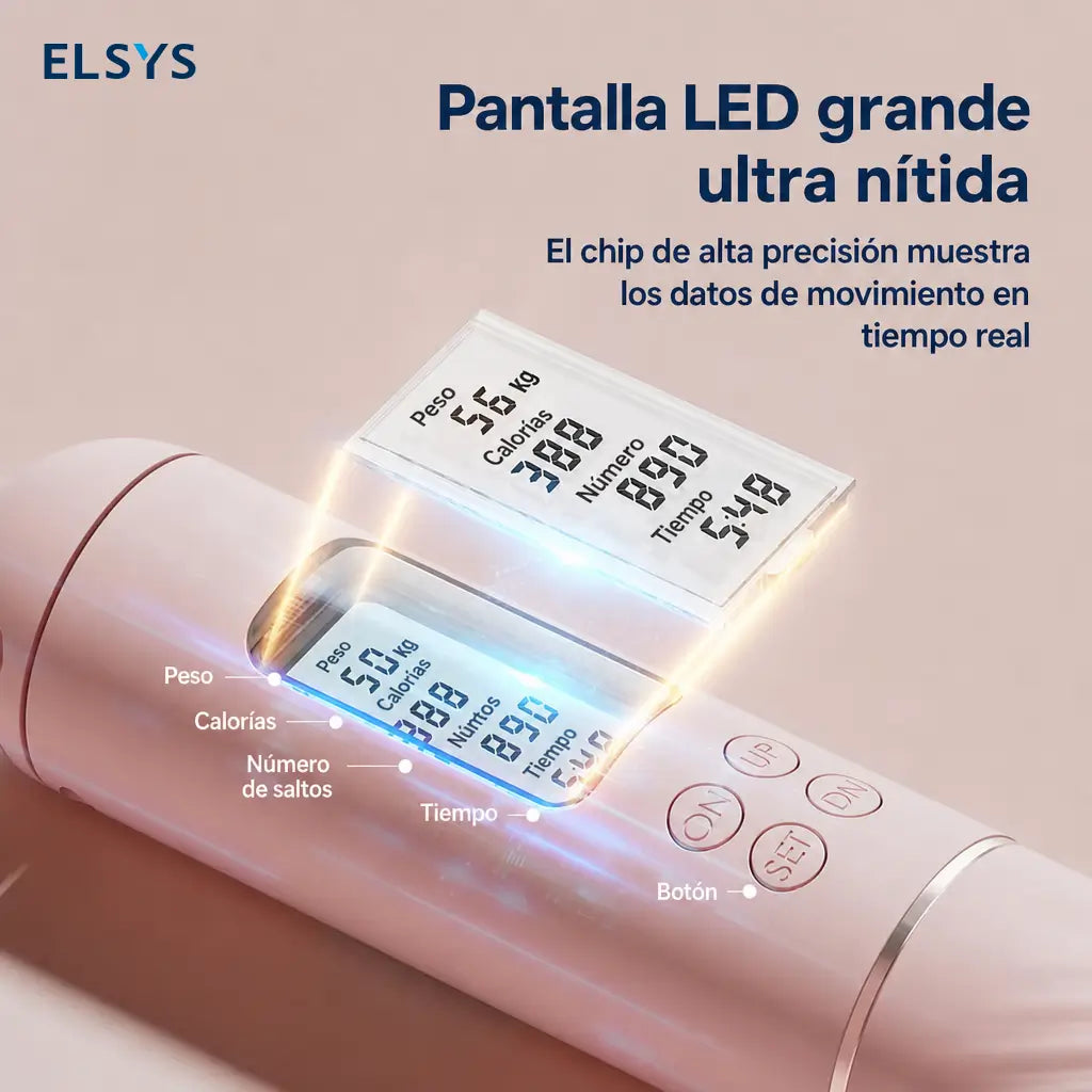 Cuerda para saltar ajustable con contador integrado, mango antiderrapante y opción con peso para rutinas de fitness en casa