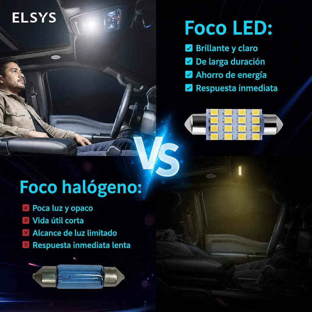 Kit de 42 focos LED blancos 12V para interior de auto y camioneta, luz de techo, mapa, cabina y cajuela, instalación fácil