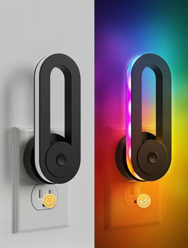 Lámpara de Noche LED RGB con Efecto de Flujo Arcoíris, 3 Modos, Rotación de 180° y Sensor Inteligente. Lámpara Decorativa para Cuarto de Gaming, Recámara o Buró