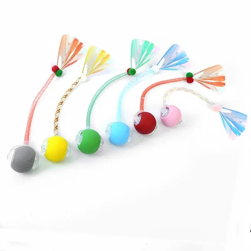 Juguete Interactivo para Gato y Perro con 2 Colas Adicionales, Pelota Giratoria y Accesorios para Mascota