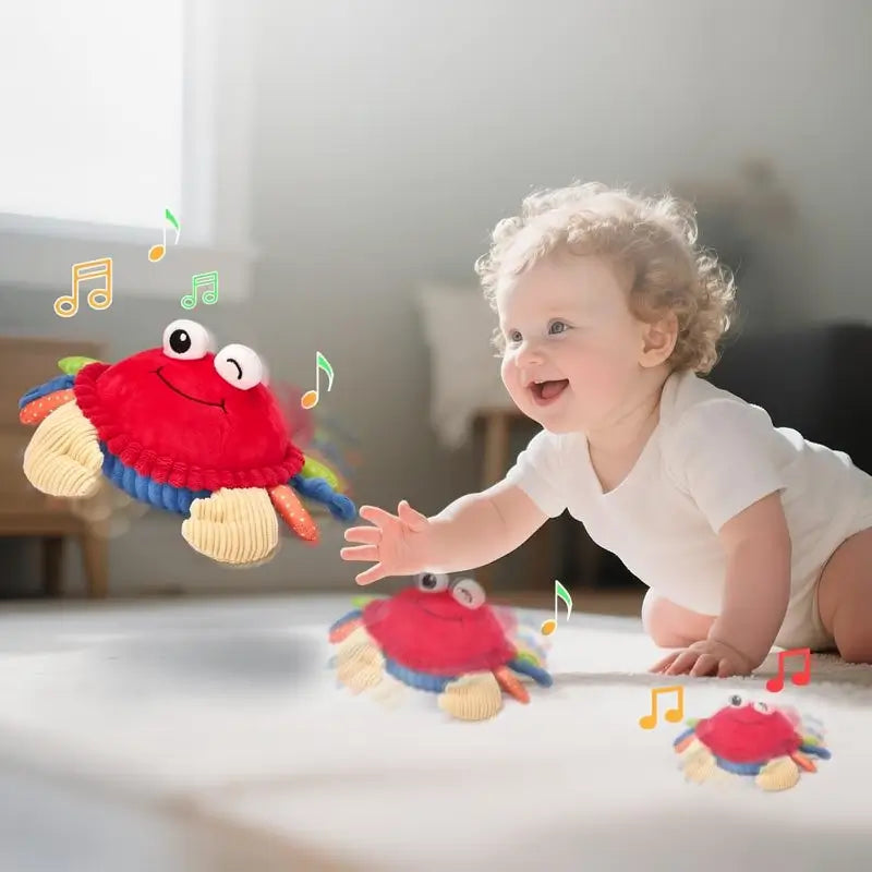 Cangrejo de Peluche Musical para Bebé - 48 Canciones y Función de Repetición - Juguete para Gatear con Movimiento y Sonido - Juguete Sensorial para Niños de 0 a 12 Meses