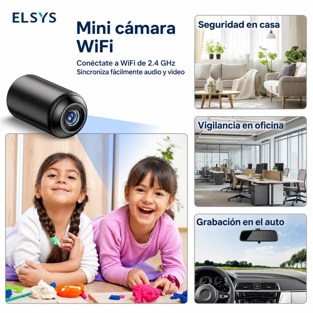 Cámara oculta inalámbrica para interior con visión nocturna, conexión USB y monitoreo desde celular para hogar, bebés, mascotas, oficina y auto