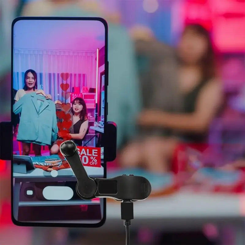Soporte para Celular con Clic Automático USB | Base Giratoria 180° Anti-Fatiga para Oficina y Selfies | Asistente de Escritorio Portátil