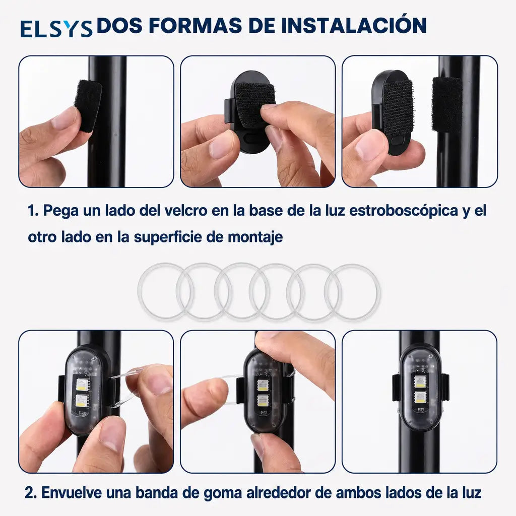 Luces estroboscópicas LED RGB recargables por USB con control remoto, impermeables IP65 para moto, auto, bicicleta, dron y mayor seguridad nocturna