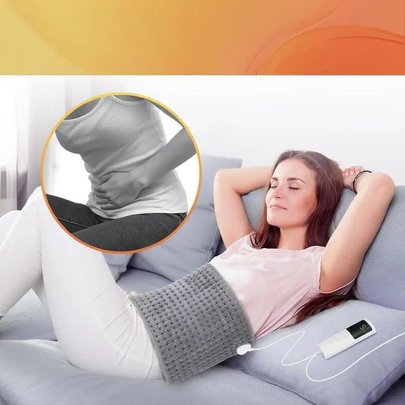 Almohadilla Térmica Eléctrica para Cintura - 9 Niveles de Calor y 4 Ajustes de Temporizador - Cojín Térmico Ajustable para Espalda, Cólicos, Abdomen y Hombros - Enchufe de Reino Unido
