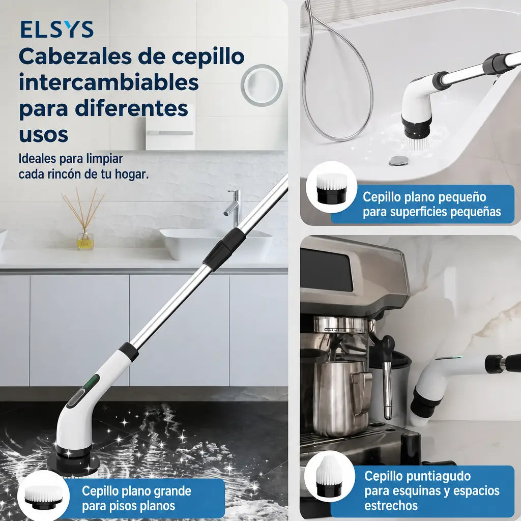 Cepillo eléctrico giratorio 7 en 1 inalámbrico con doble velocidad para limpiar baños, pisos, tinas, tapetes y techos en casa fácilmente