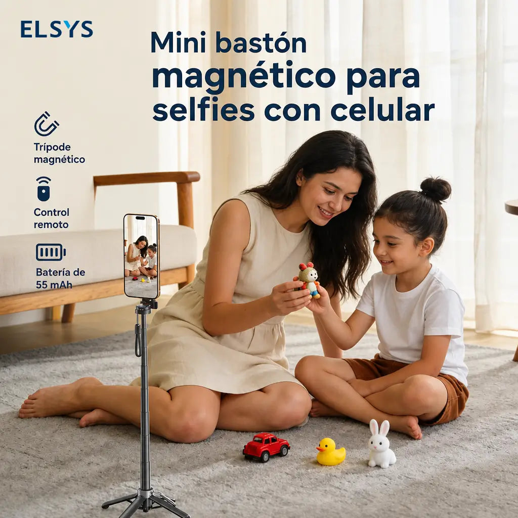 Bastón selfie magnético 4 en 1 con control Bluetooth, trípode estable y rotación 360° para fotos con celular en viajes grupales