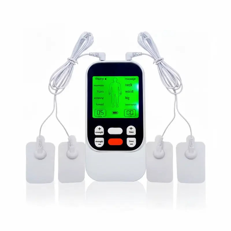 Masajeador Muscular Eléctrico, 10 Modos Doble Canal, 30 Niveles de Intensidad, Masajeador Corporal Compacto Recargable con 4 Electrodos