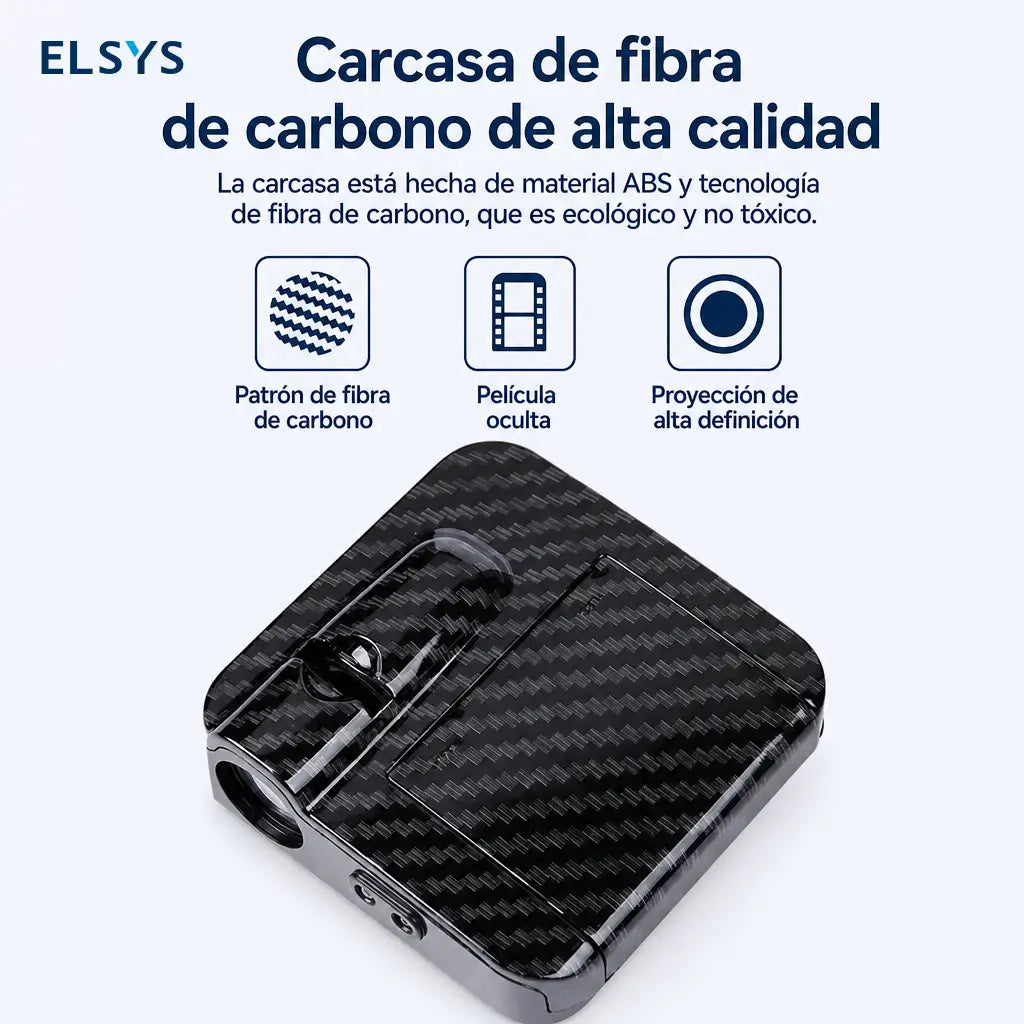 Luces de bienvenida para auto inalámbricas con sensor infrarrojo, proyección HD para puertas y diseño tipo fibra de carbono, 2 piezas