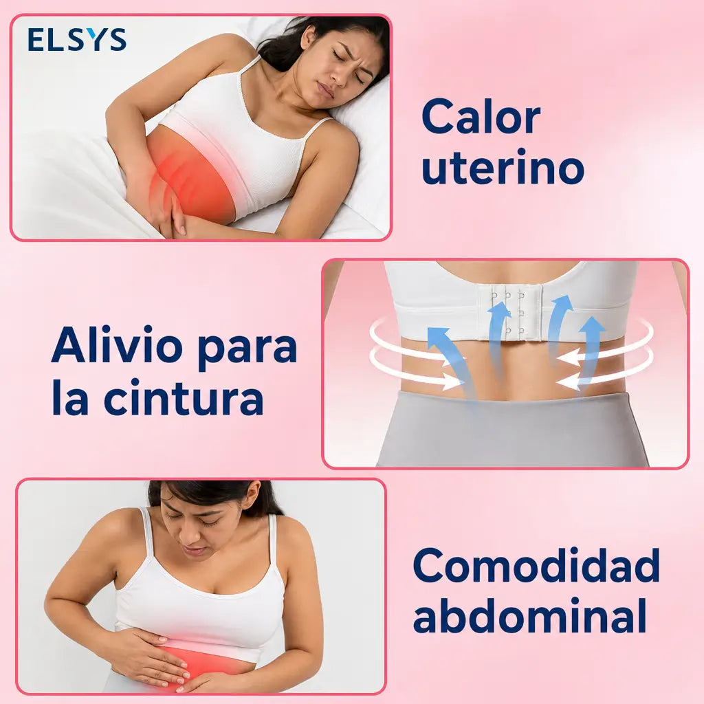 Almohadilla térmica inalámbrica con calor instantáneo y vibración ajustable para cintura, abdomen y alivio diario en casa